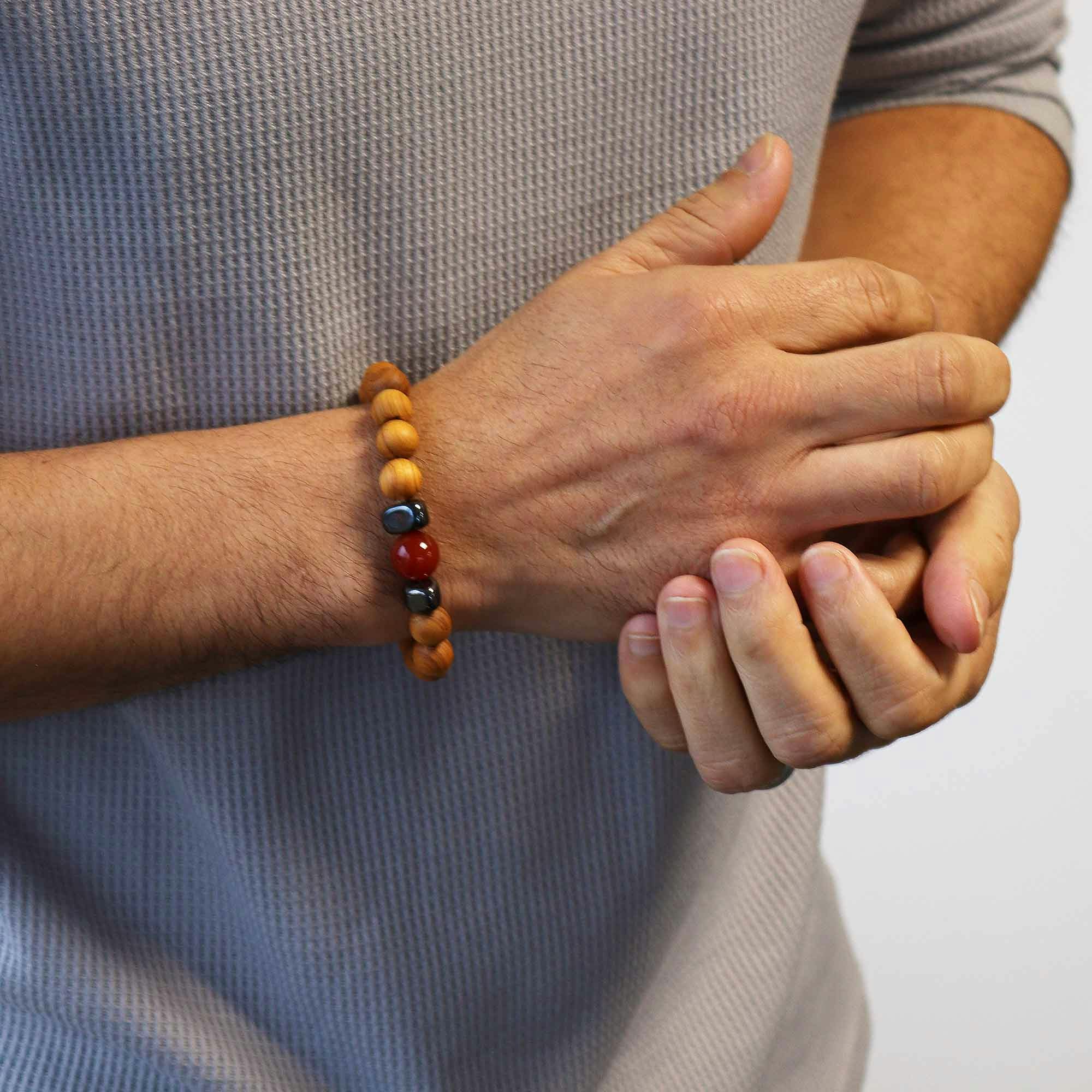 Armband Karneol & Sandalwood (7 mm)
