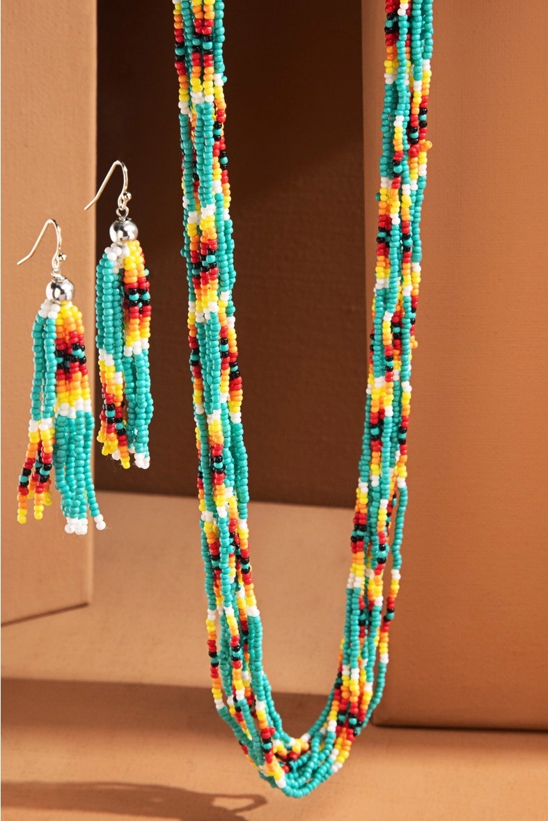 Set Halsband + Örhängen Fröpärlor (Turkost)