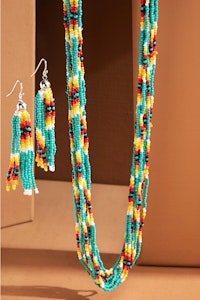 Set Halsband + Örhängen Fröpärlor (Turkos)
