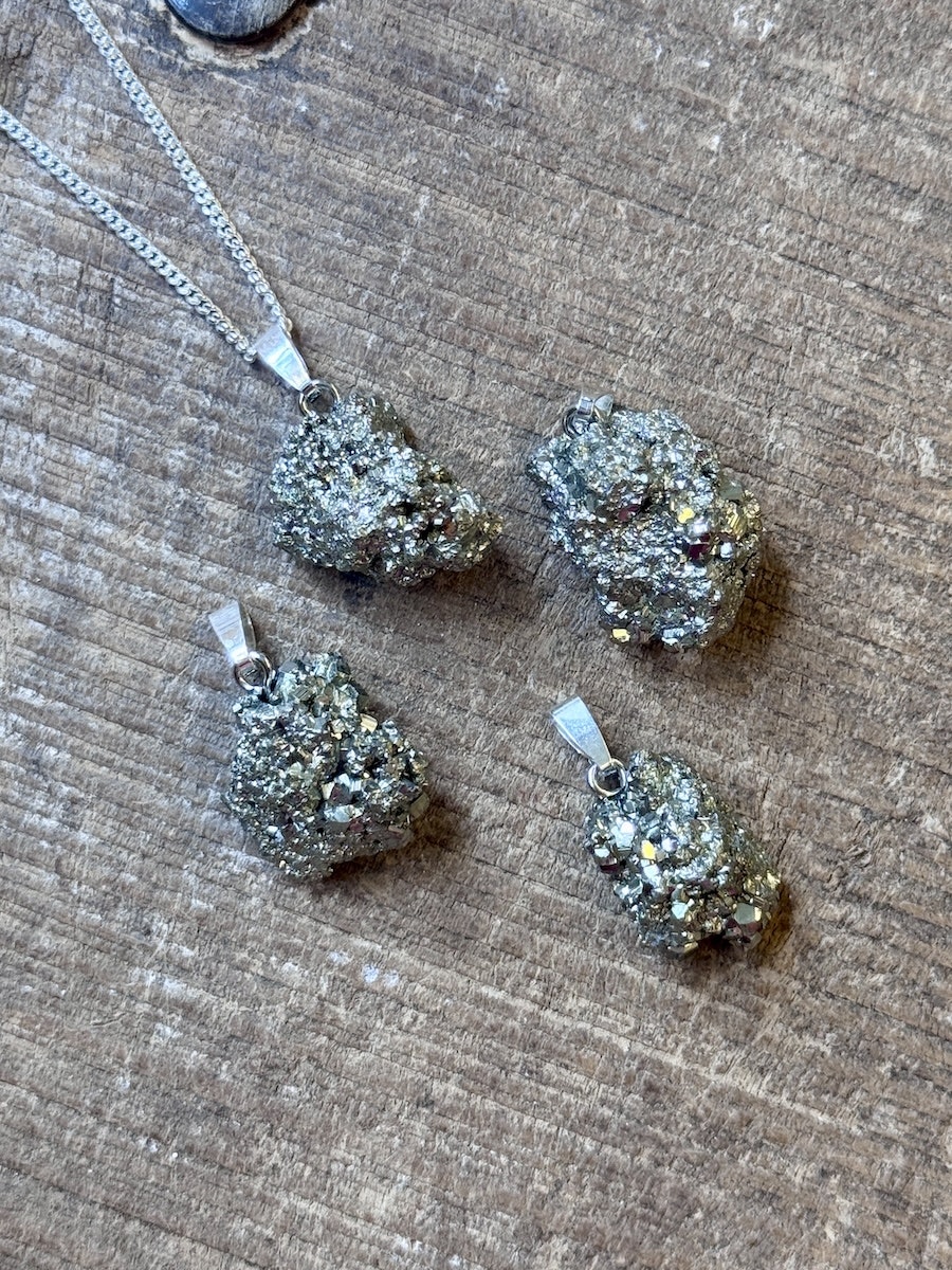 Kristallhänge Pyrit Rå (925-Silver)