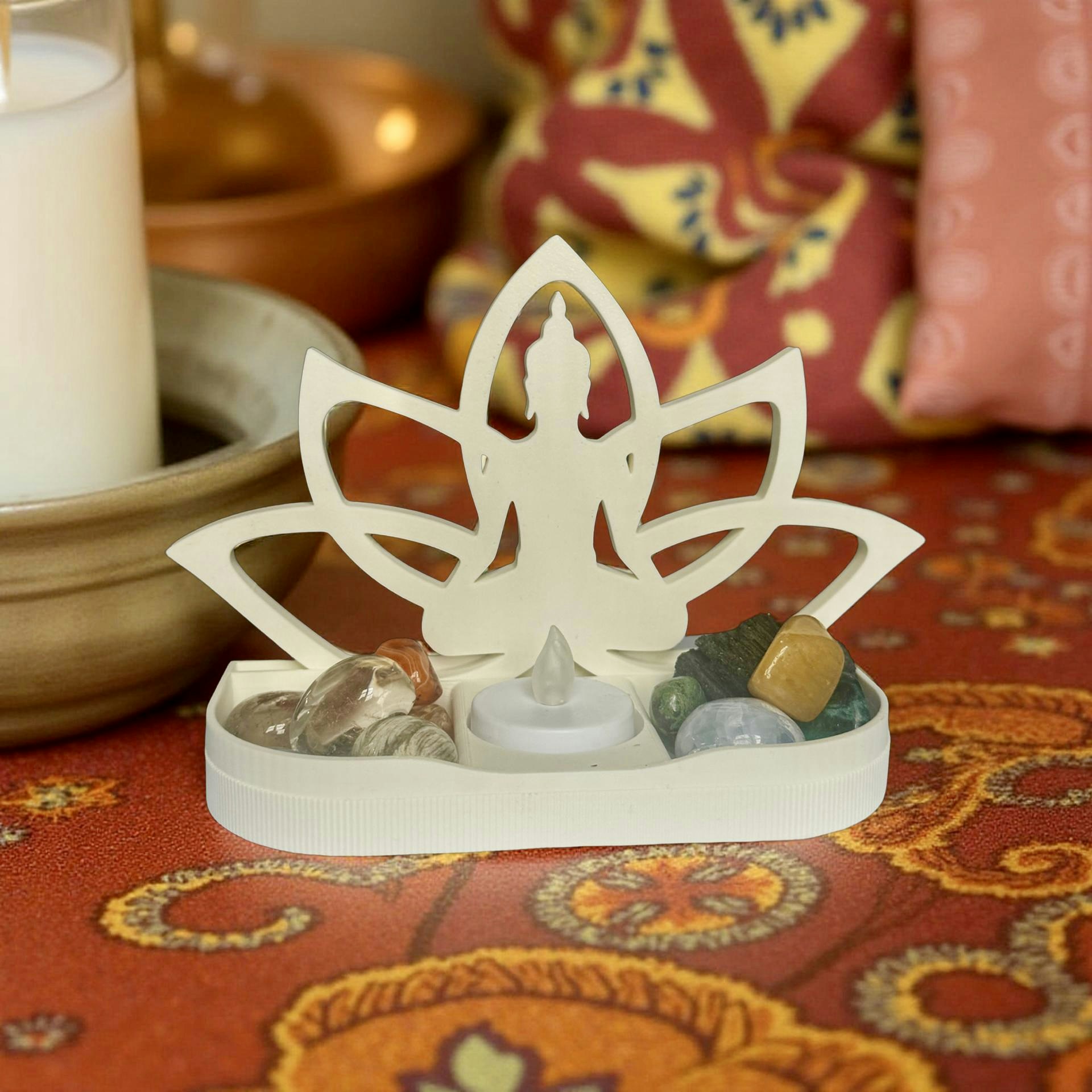 Ljuslykta Buddha & Lotus (Minialtare)