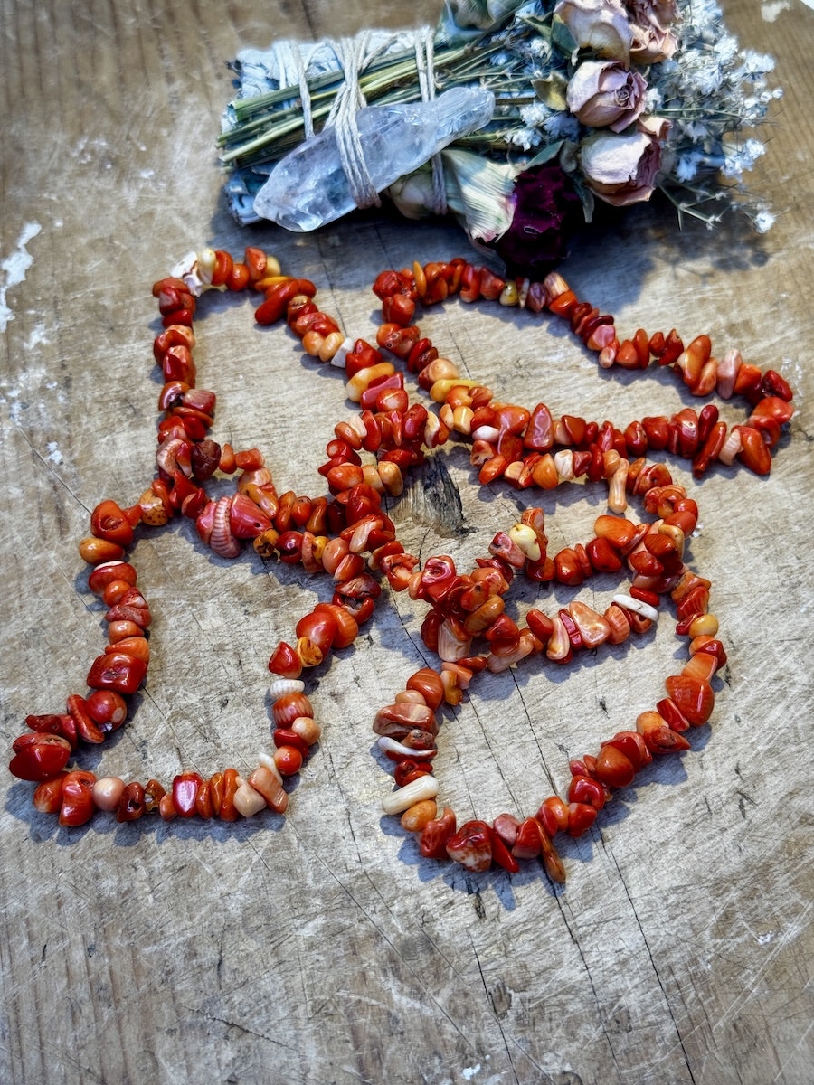 Armband Röd Korall (chips)