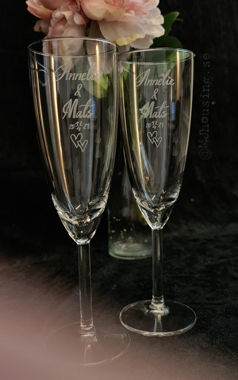 Graverat Champagneglas