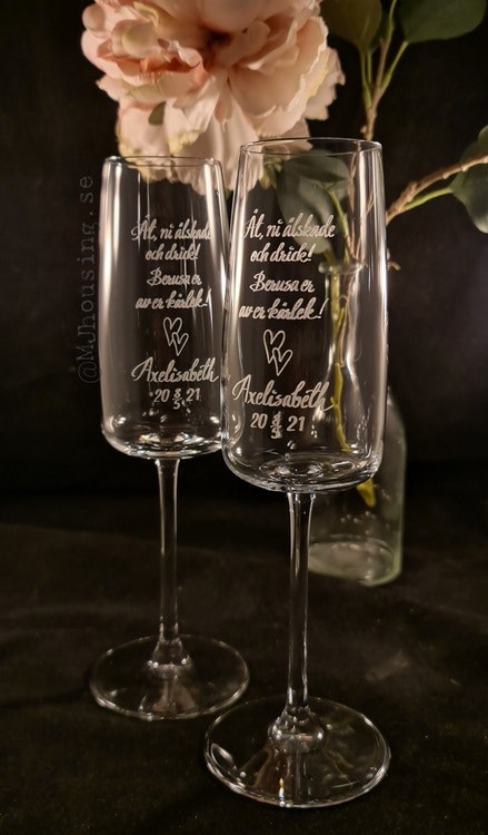 Graverat Champagneglas Kristall