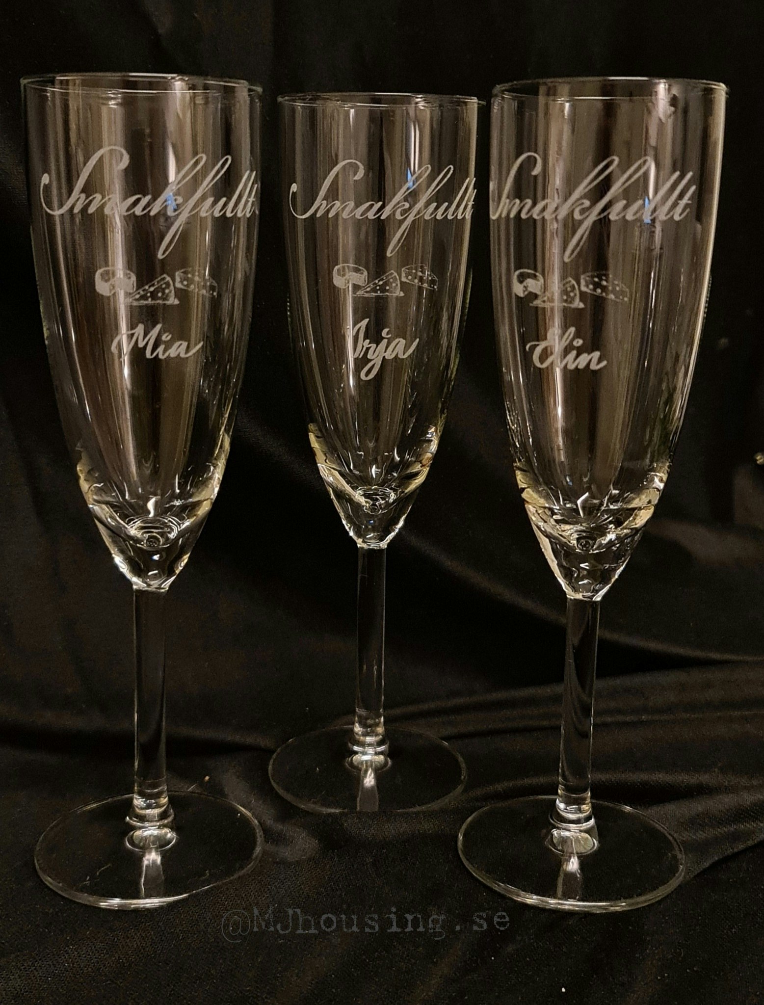 Graverat Champagneglas