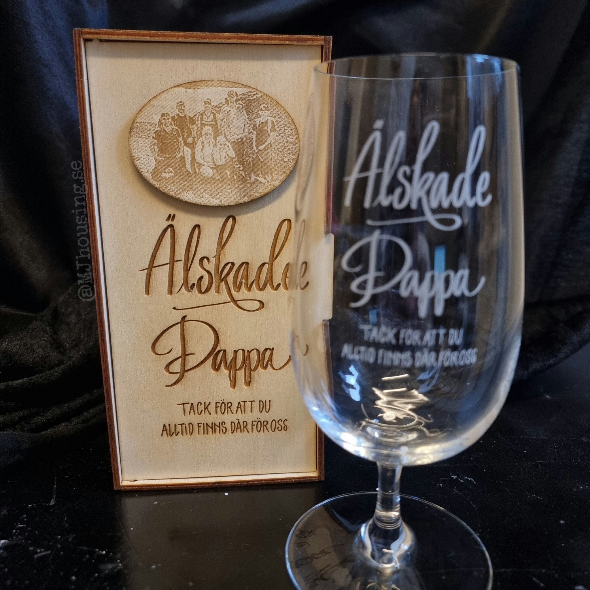 Trälåda till glas