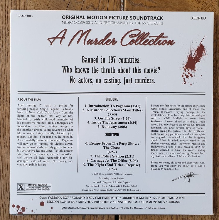 A murder collection, Soundtrack. Vinyl LP