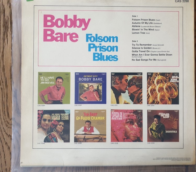 Bobby Bare, Foldom Prison Blues. Vinyl LP