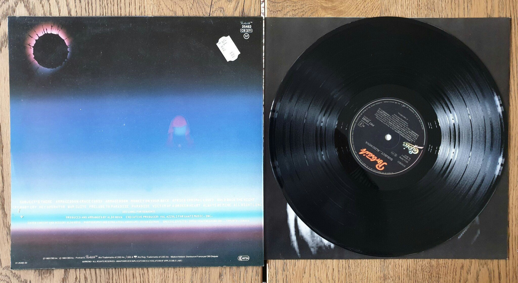 Subject, Aldo Nova. Vinyl LP