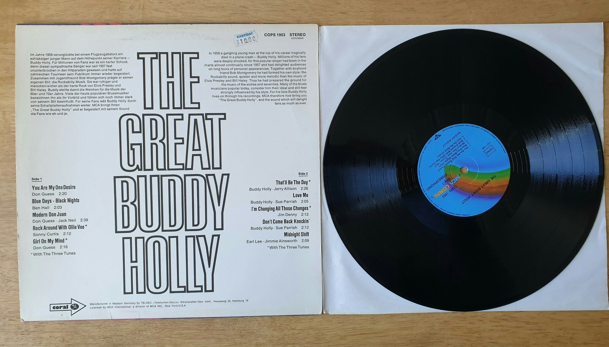 Buddy Holly, The great Buddy Holly. Vinyl LP