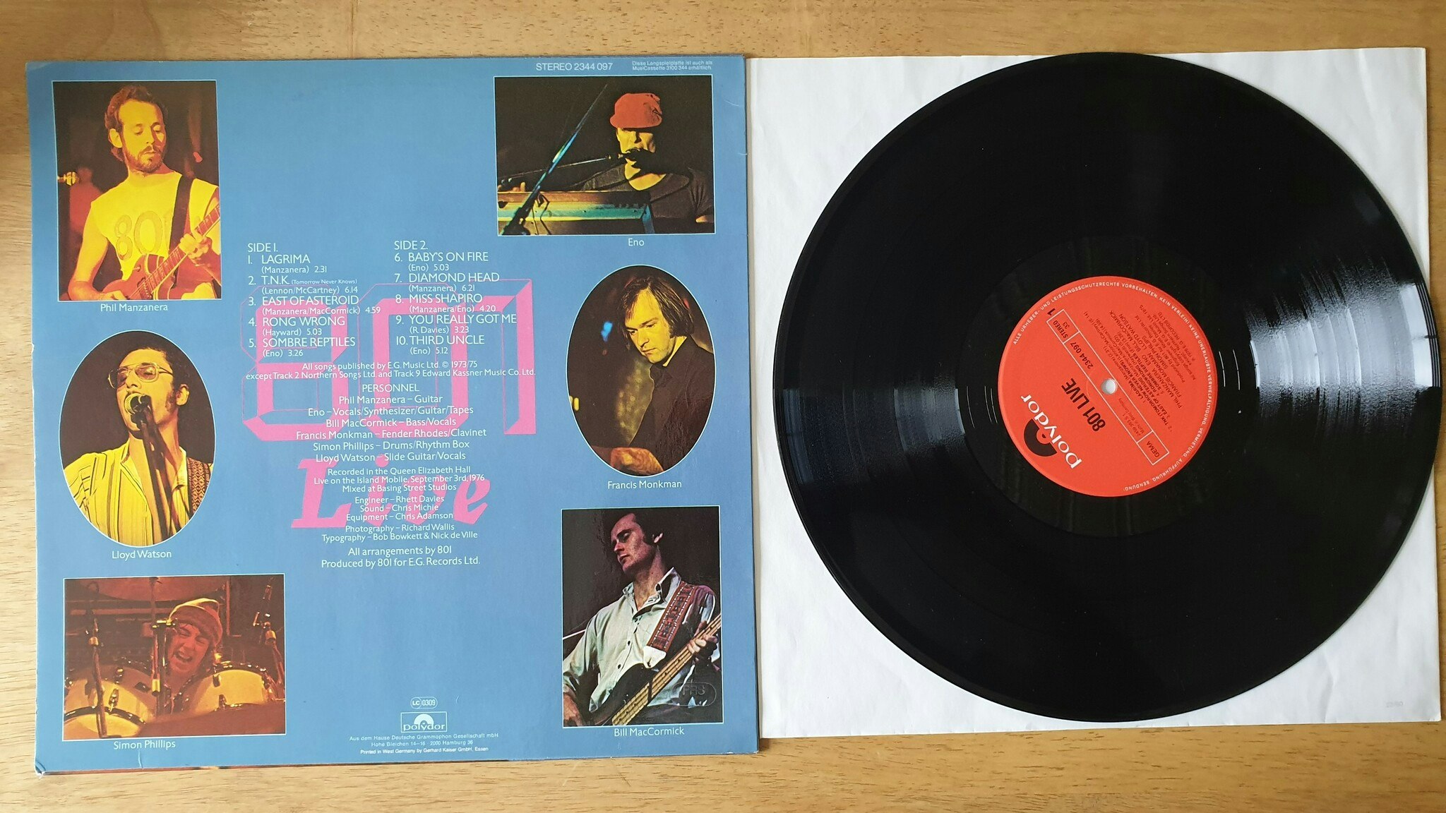 801, 801 Live. Vinyl LP