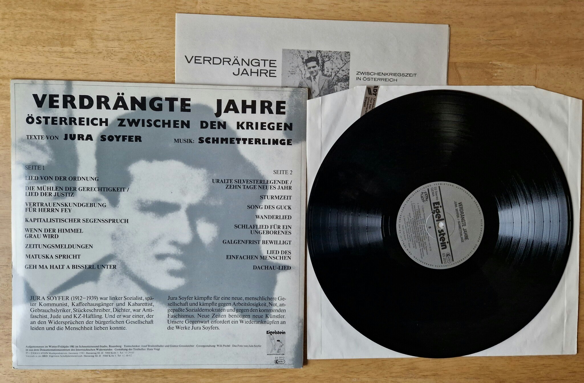 Jura Soyfer - Schmetterlinge, Verdrängte Jahre. Vinyl LP