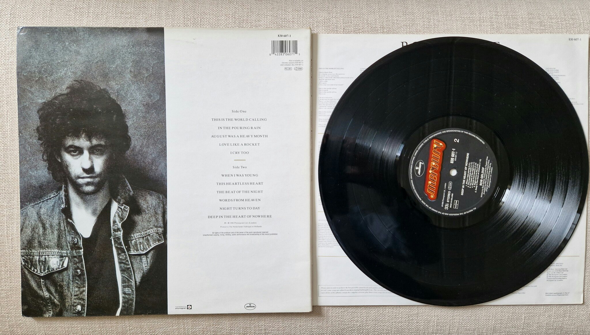 Bob Geldof, Deep in the heart of nowhere. Vinyl LP
