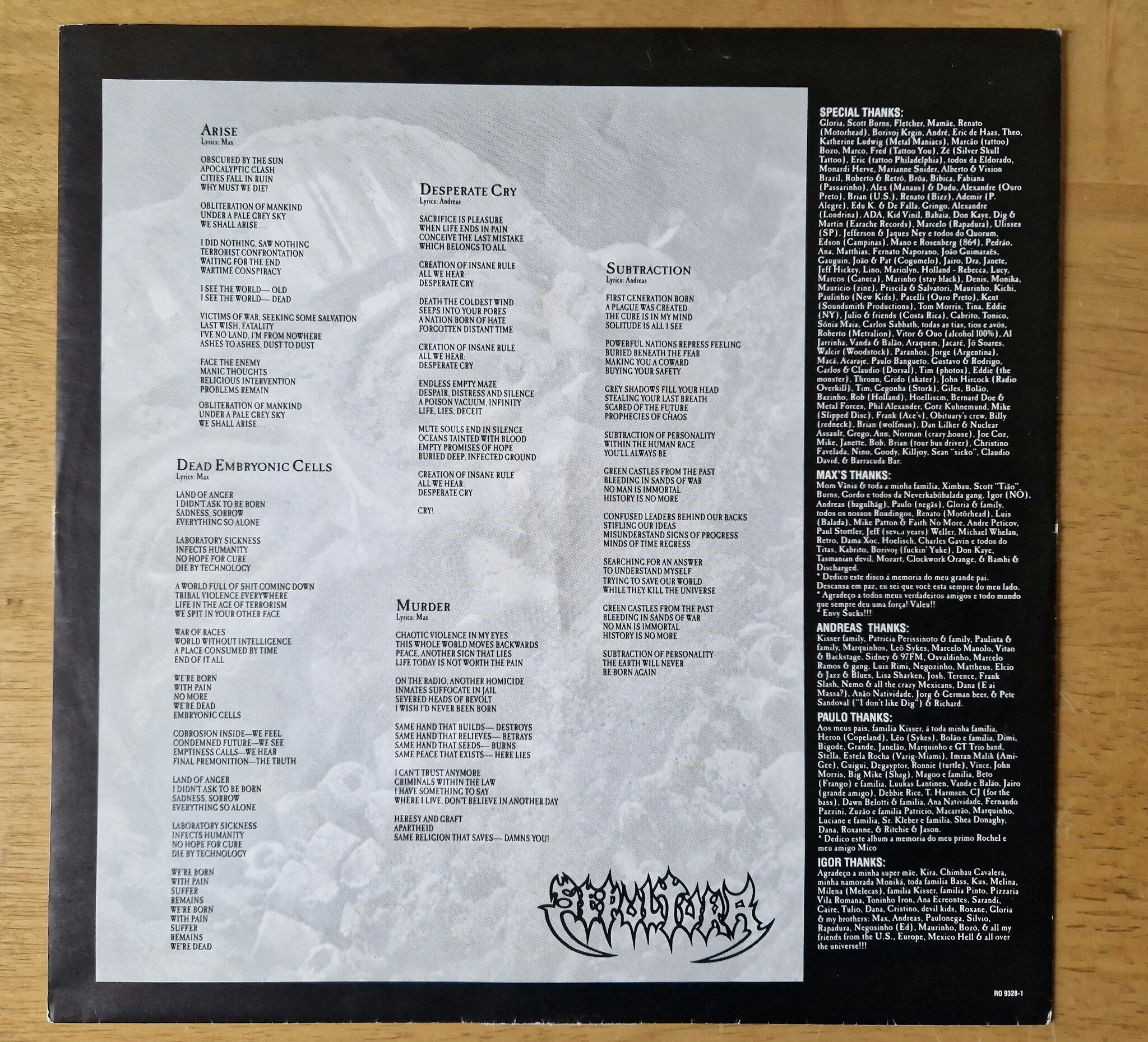 Sepultura, Arise. Vinyl LP