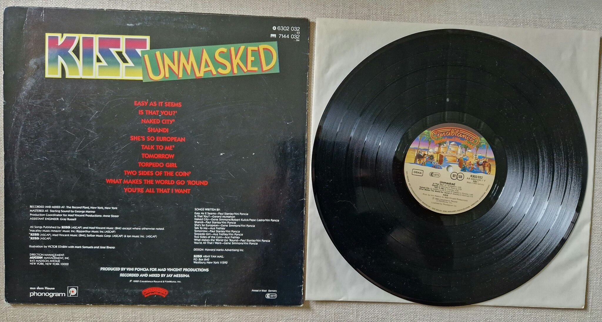 Kiss, Unmasked. Vinyl LP