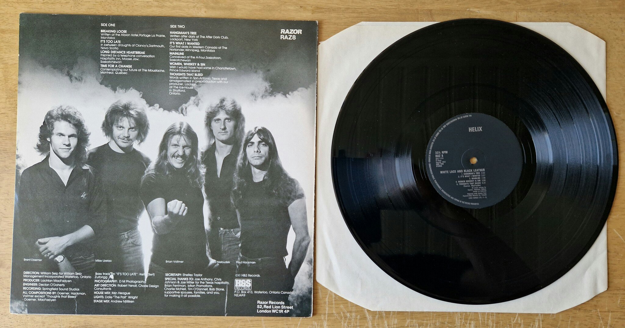 Helix, White lace and black leather. Vinyl LP