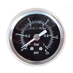 Bränsletrycksmätare 0-1 bar svart (förgasare)