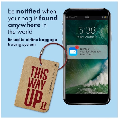 retreev™ Smart ID Luggage Tag | NFC QR Code Luggage Tags with Web Messaging Service - This Way Up