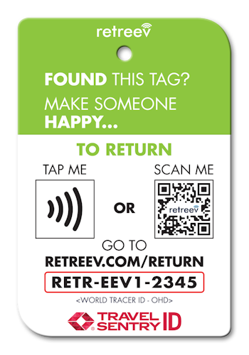 retreev™ Smart ID Luggage Tag | NFC QR Code Luggage Tags with Web Messaging Service - YOLO