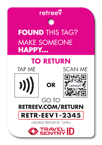 retreev™ Smart ID Luggage Tag | NFC QR Code Luggage Tags with Web Messaging Service -Flamingo