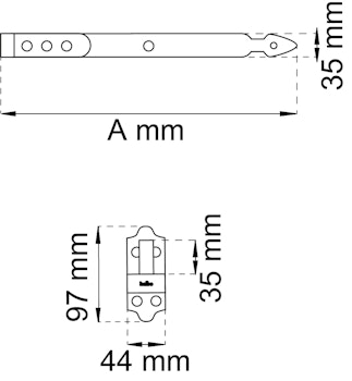 Stabelhengsel 214 Varmgalvanisert 300 mm til Kastanjeport