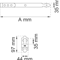 Stabelhengsel 214 Varmgalvanisert 300 mm til Kastanjeport