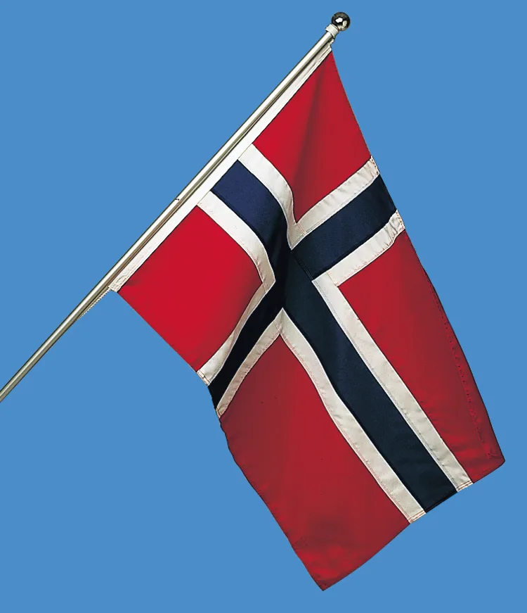 Balkongflagg Norsk med feste til vegg