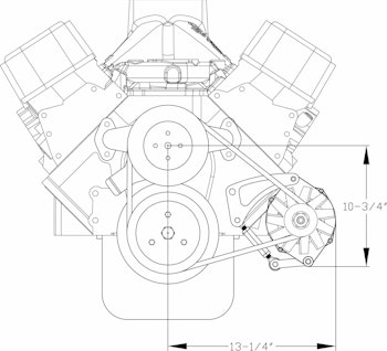 2027, Chevy BB billet generatorfäste, låg montering kort pump