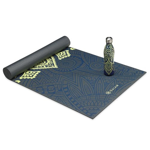 REA 50 % Yogamatta 4mm + vattenflaska Keep Your Cool från Gaiam