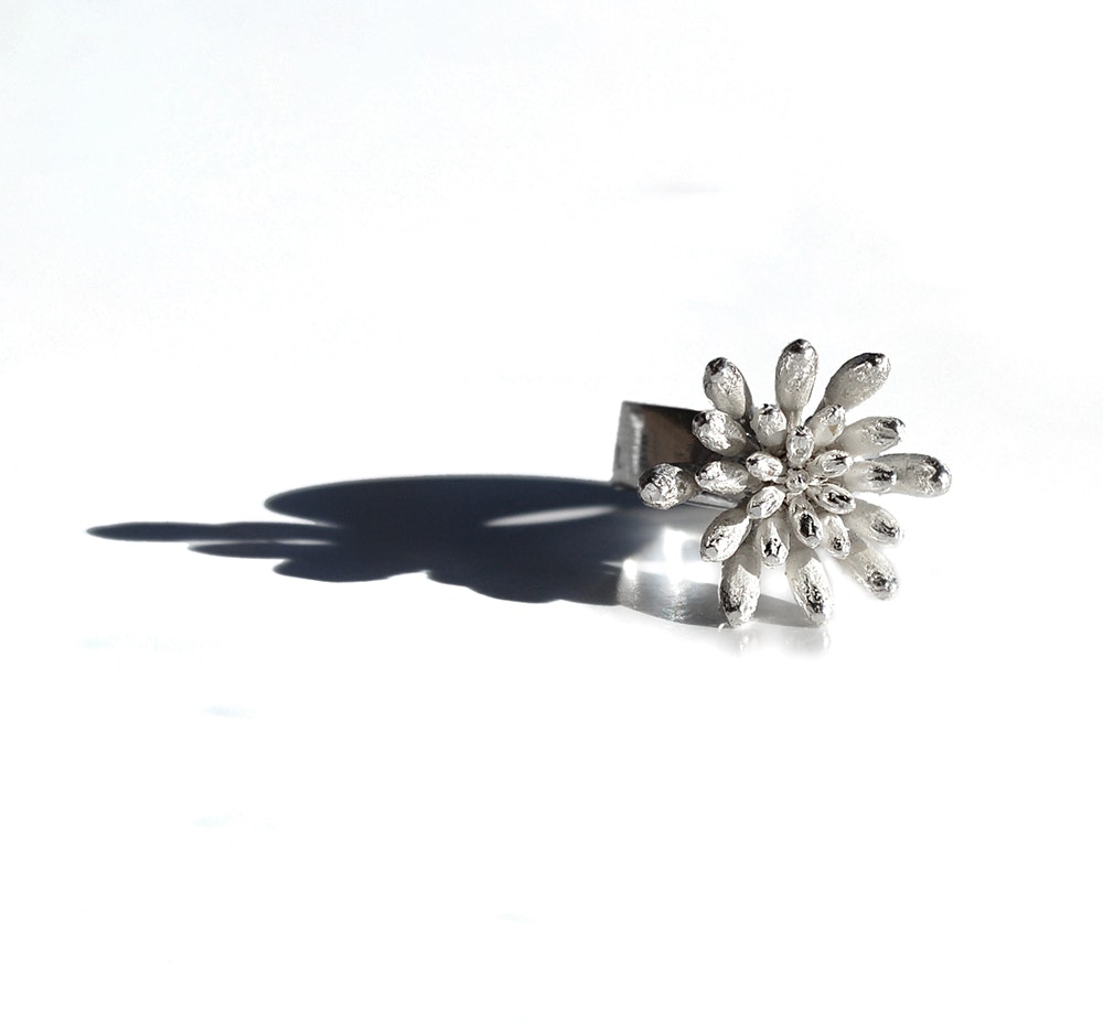 Silverring Flower Power storlek 52