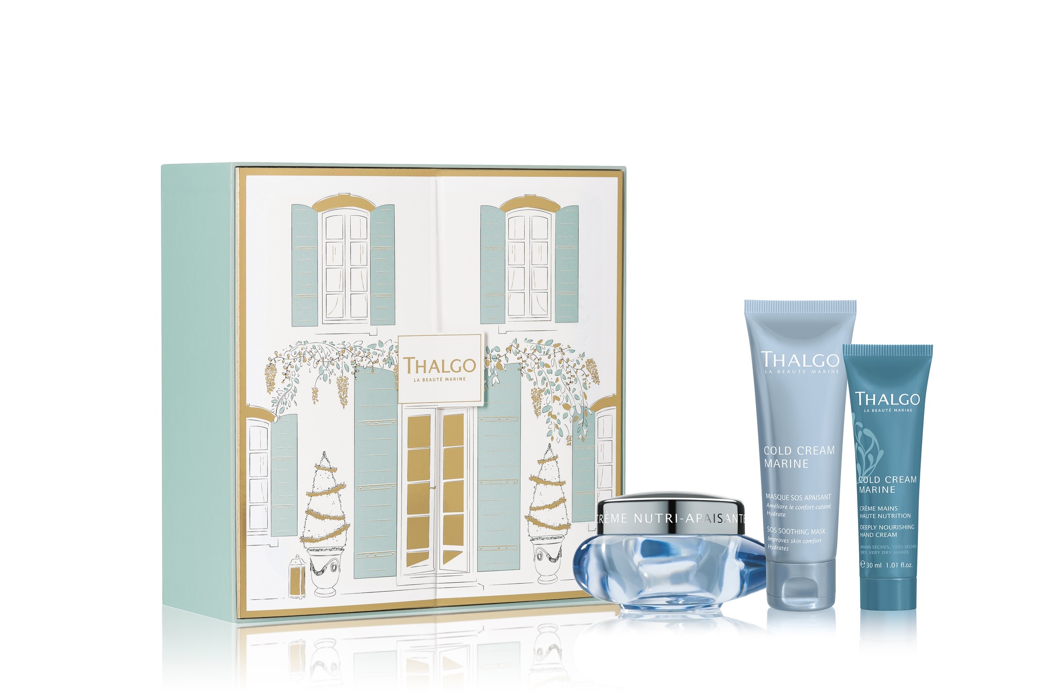 THALGO Cold Cream Marine Gift Set - For tørr og sensitiv hud, Krem, SOS maske, håndkrem