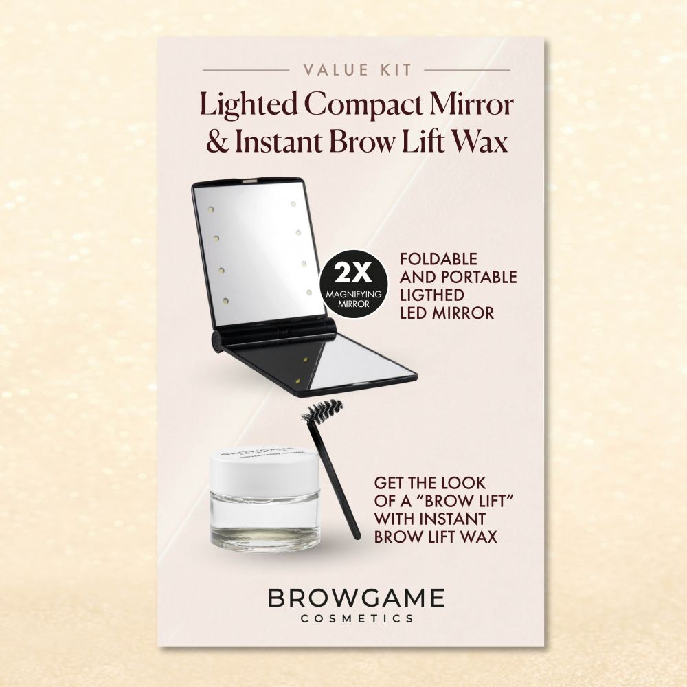 Browgame Value Kit - Instant Brow Lift Wax+LED-speil - brynstyling kit