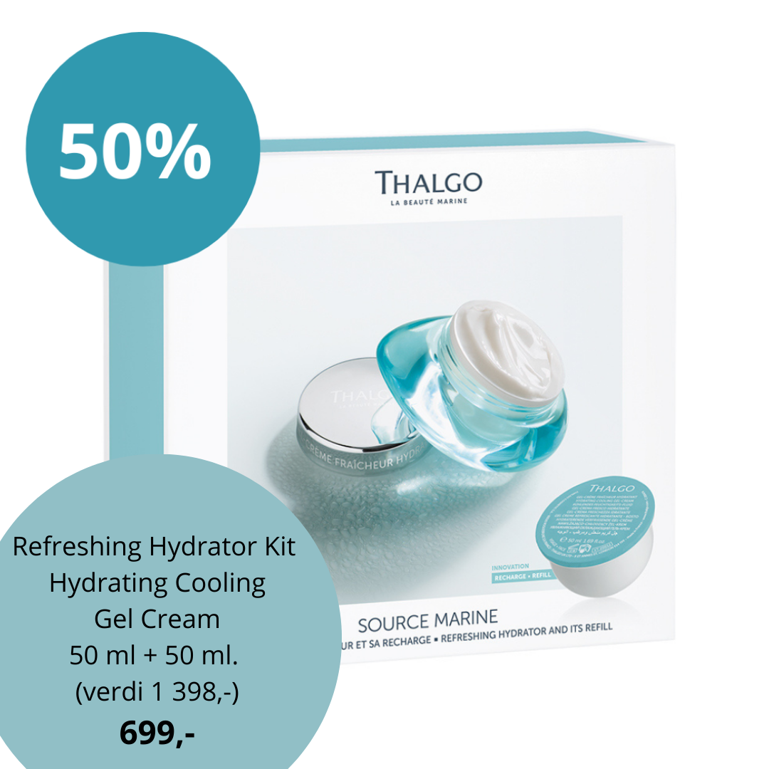 Thalgo Refreshing Hydrator Kit - Source Marine Hydrating Cooling Gel Cream - 50 ml + 50 ml. Lett fuktighetskrem+refill