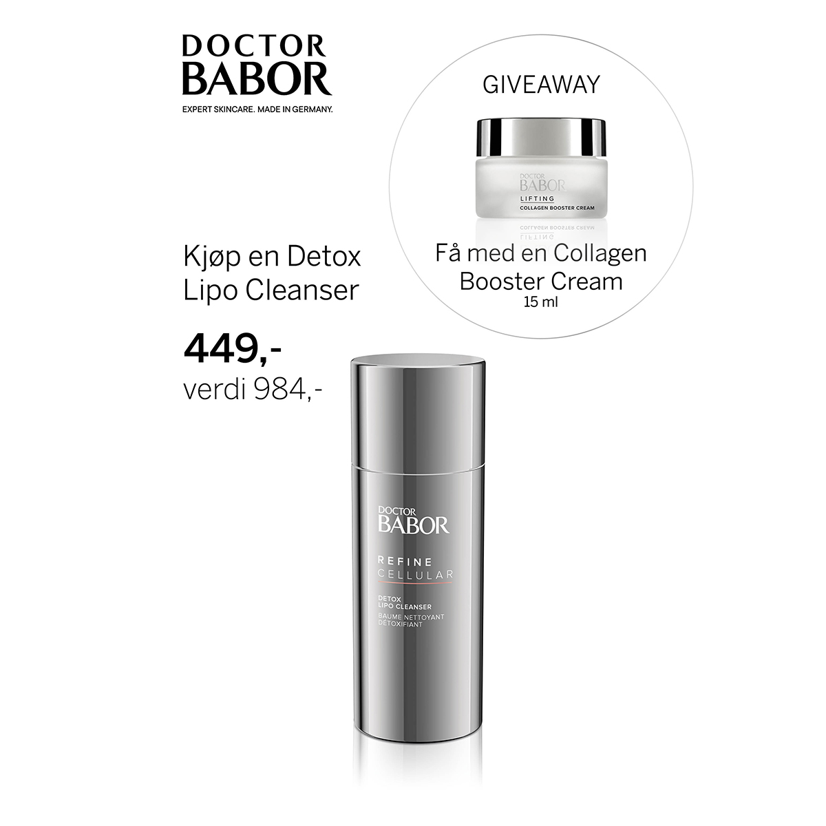 Dr. Babor Refine Detox Lipo Cleanser 100 ml og Lifting Collagen Booster Cream 15 ml