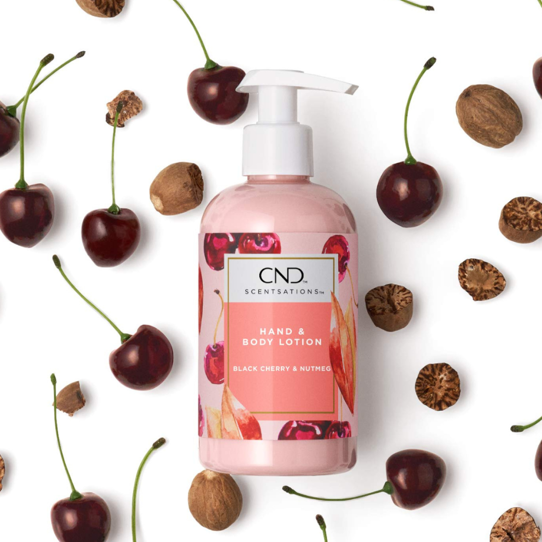 CND Lotion Black Cherry & Nutmeg – Scent, 245 ml - håndkrem med Svart kirsebær og muskatnøtt lukt