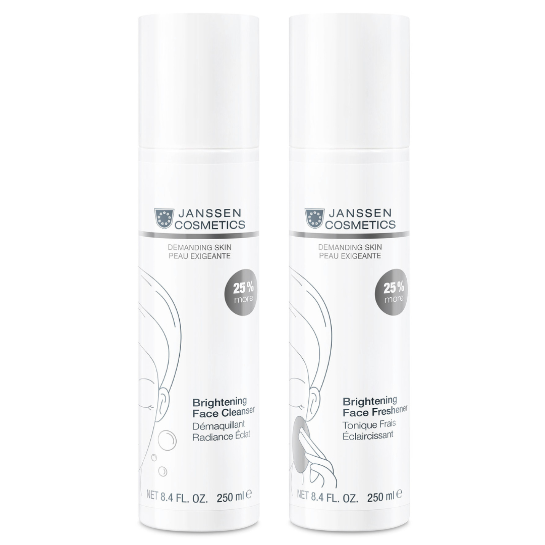 Janssen Cosmetics - Demanding Skin, Brightening Face Cleanser + Face Freshener, 250ml - rensemelk og toner