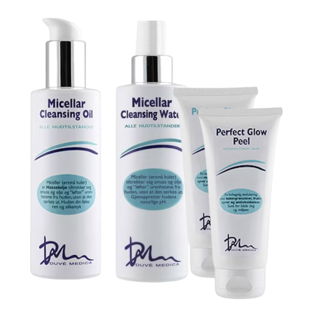 DUVÉ MEDICA Cleansing Oil + Cleansing Water, få med gratis peel