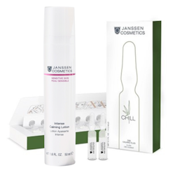 Janssen Cosmetics Sensitiv skin kampanje - 1 krem og 2 pakker ampuller - styrker rødlig hud