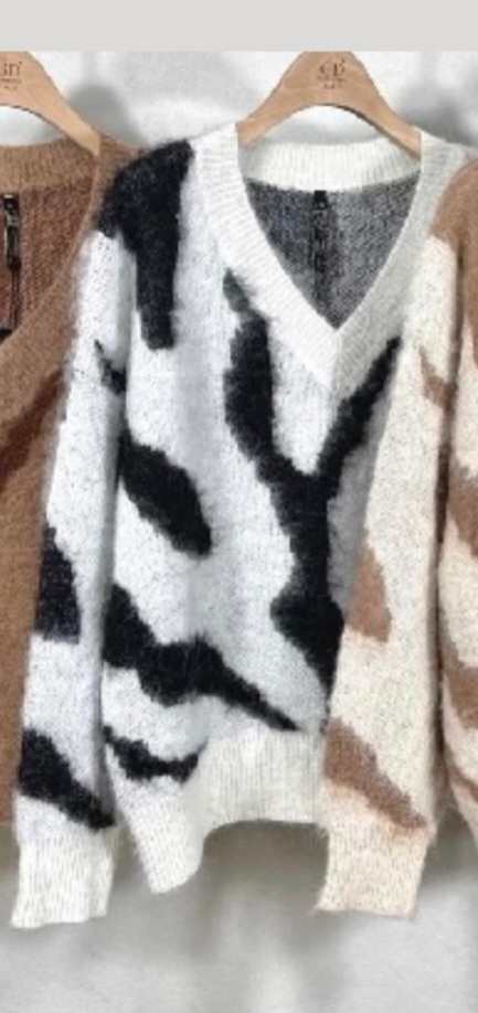 Zebra tröja v-neck