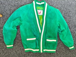 Unik ärtgrön vintagejacka i mocka, sportig