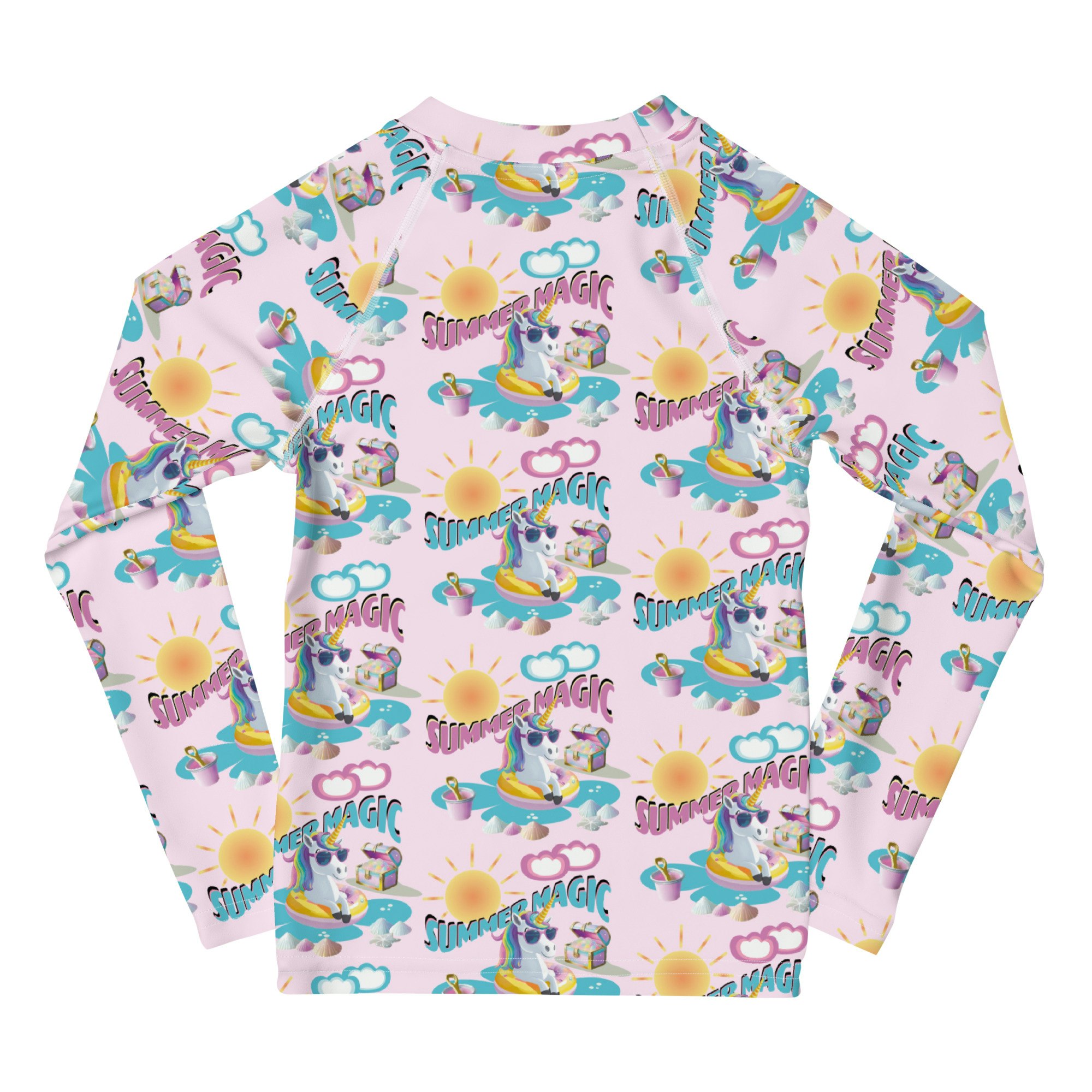 Summer Magic Unicorn Kids Rash Guard Pink