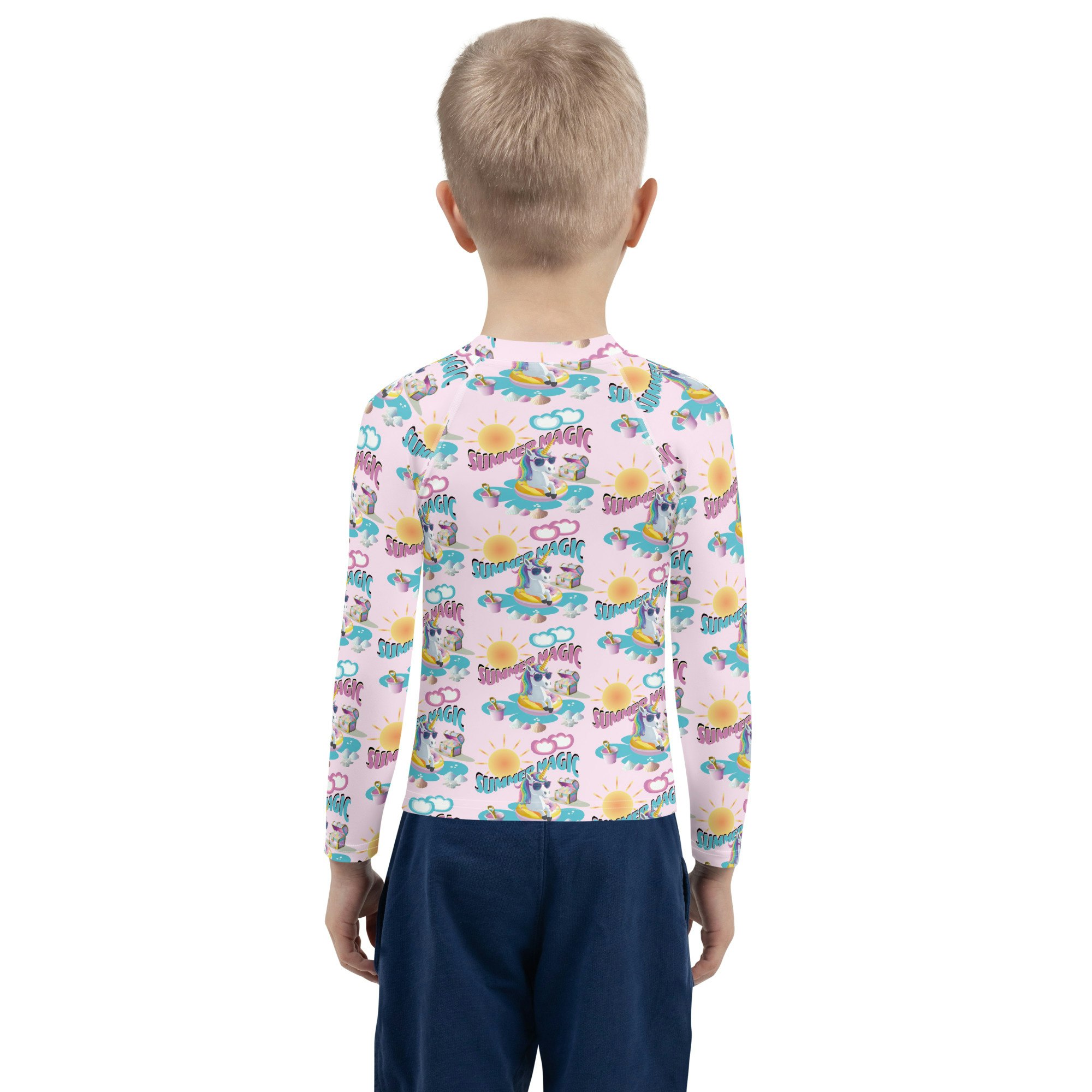 Summer Magic Unicorn Kids Rash Guard Pink