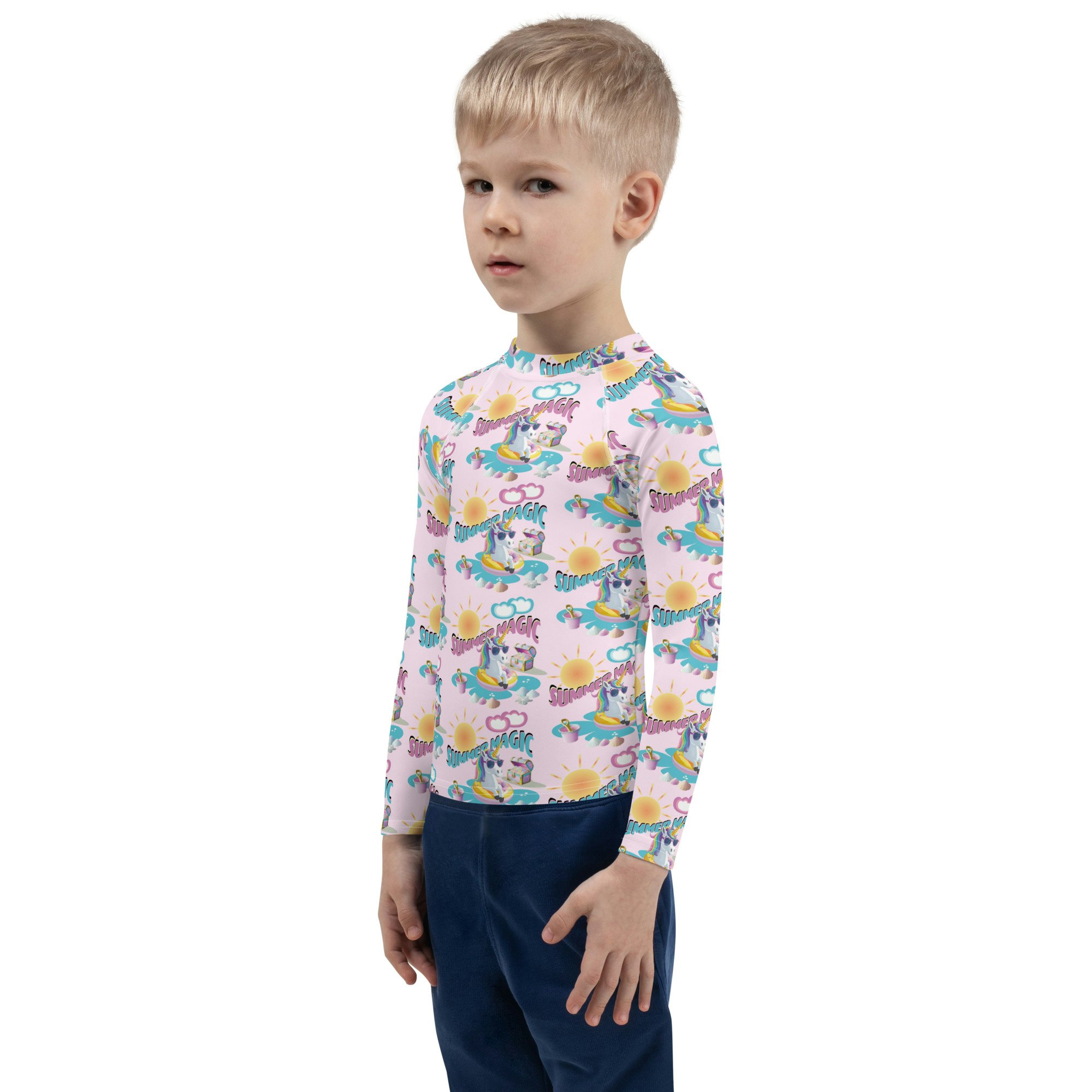 Summer Magic Unicorn Kids Rash Guard Pink