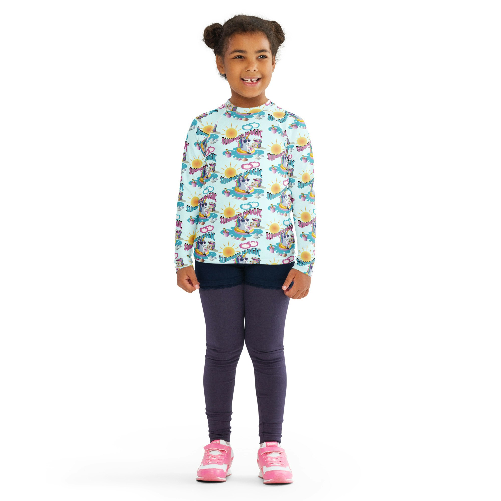 Summer Magic Unicorn Kids Rash Guard Blue