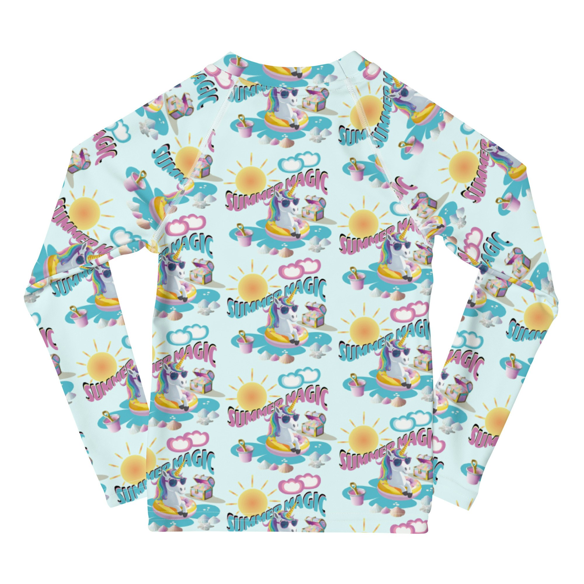 Summer Magic Unicorn Kids Rash Guard Blue