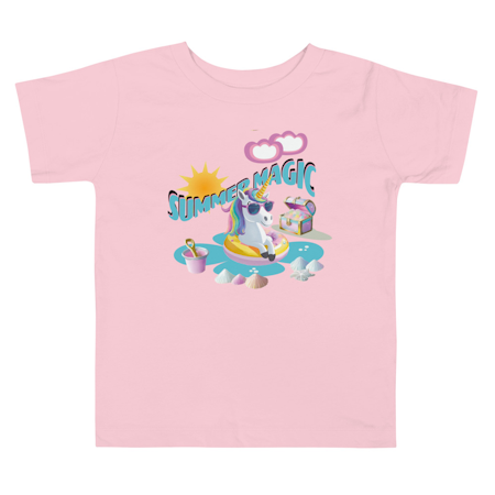 Blue Summer Magic Unicorn Toddler Short Sleeve T-shirt