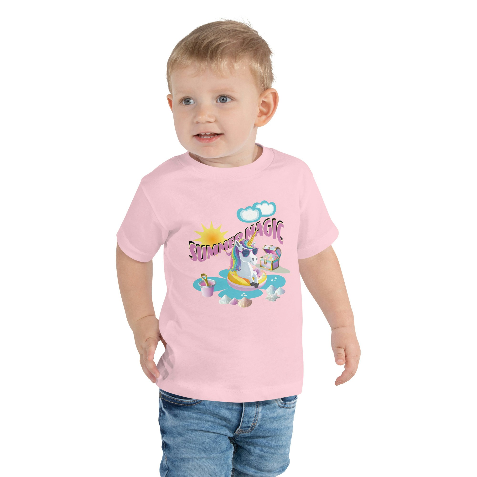 Pink Summer Magic Unicorn Toddler Short Sleeve T-shirt