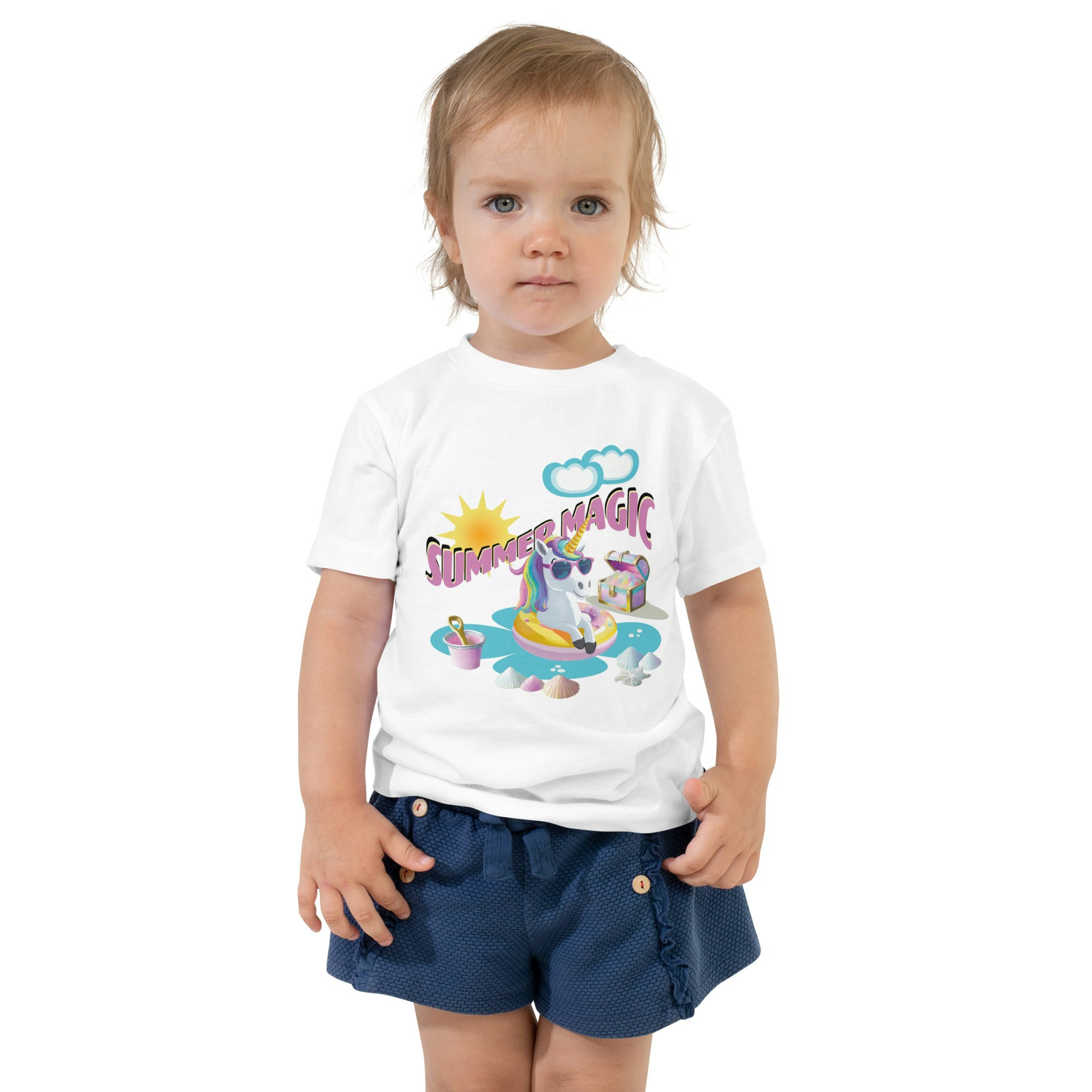 Pink Summer Magic Unicorn Toddler Short Sleeve T-shirt