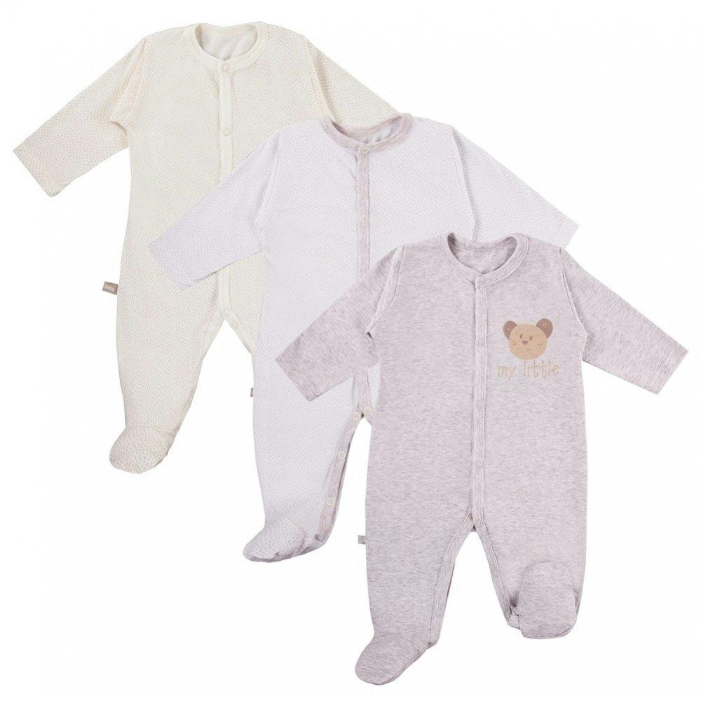 FYND - EJ NALLEMOTIV - Nyskick - 3-pack beige sparkdräkter - Tiny Teddy