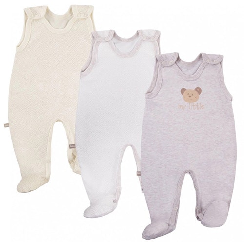 3-pack beige ärmlösa sparkdräkter - Tiny Teddy